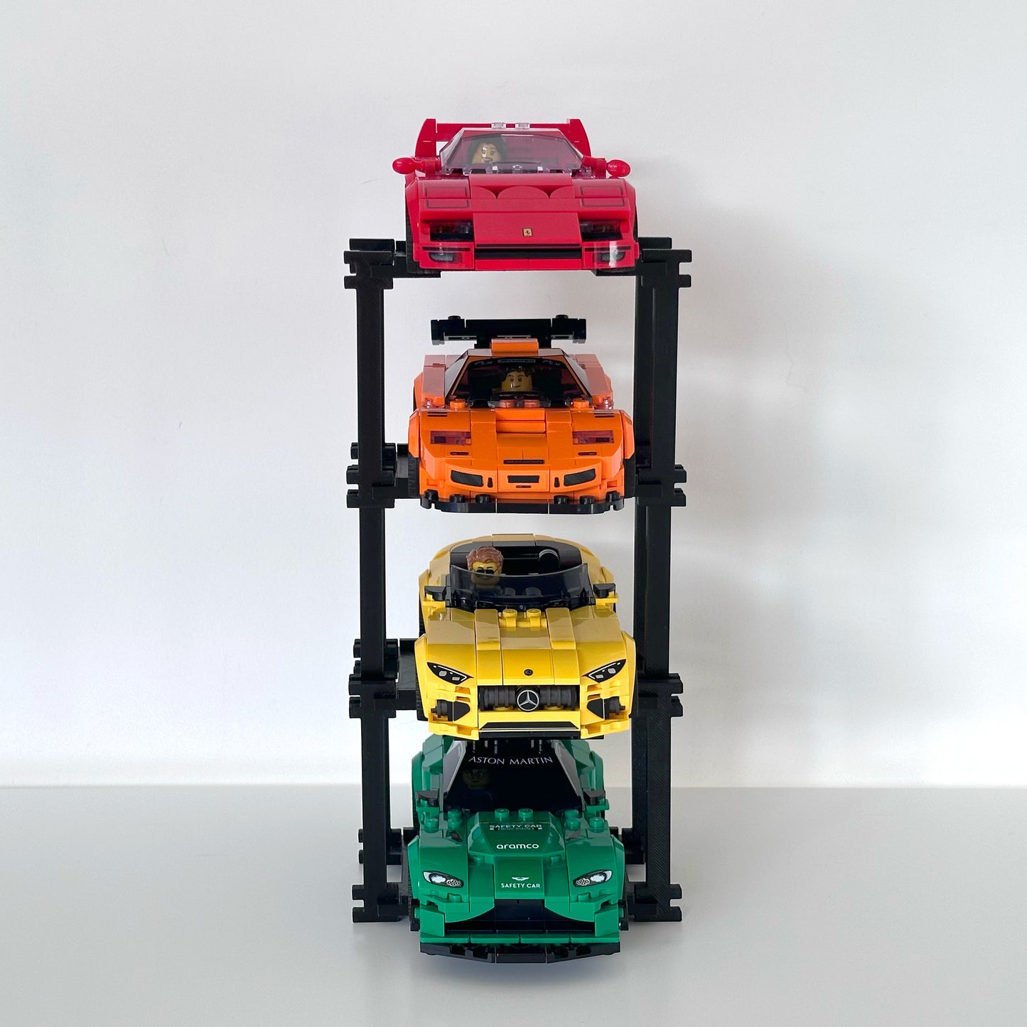 4 Vehicles Display Stand for Lego Speed Champions Cars - Stylish Organizer with Infinite Expansion - No tools setup
