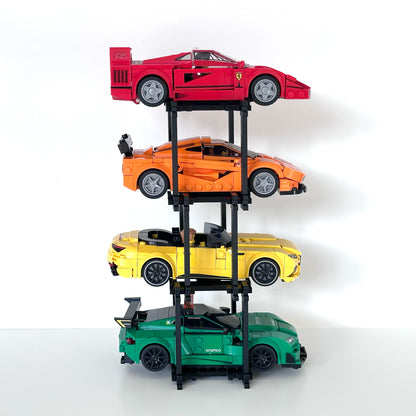 4 Vehicles Display Stand for Lego Speed Champions Cars - Stylish Organizer with Infinite Expansion - No tools setup