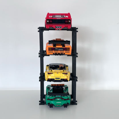 4 Vehicles Display Stand for Lego Speed Champions Cars - Stylish Organizer with Infinite Expansion - No tools setup